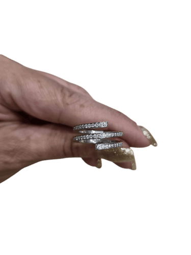 51 Dinh Van - Bague Pulse 3 rangs en or blanc et diamants 58 Facettes STBO82