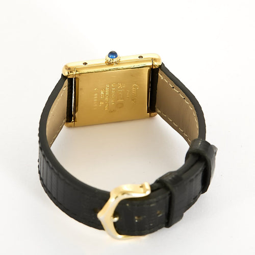 Cartier Tank Must - Montre grand modèle en argent plaqué or, cadran Onyx 58 Facettes A1217
