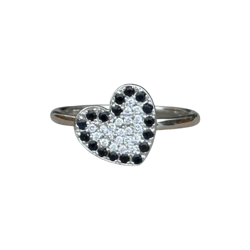 Vanessa Tugendhaft - Bague cœur en or blanc 18K, diamants et saphirs