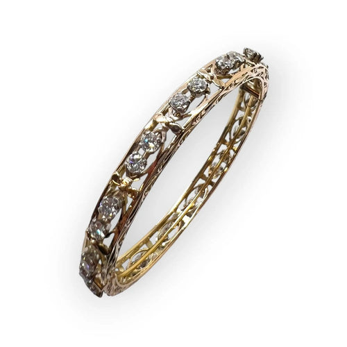 Bracelet Bracelet jonc ajouré en or jaune 585 et diamants 58 Facettes 330095645