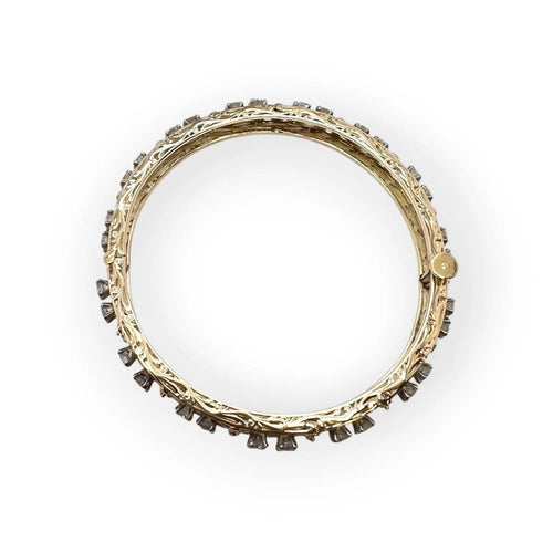 Bracelet jonc ouvrant ajouré en or jaune et diamants 58 Facettes 330095645
