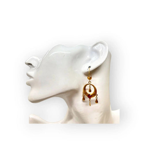 Boucles d’oreilles anciennes en or jaune et pierres rouges type rubis 58 Facettes 330099356