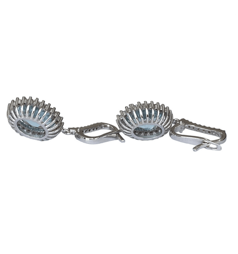 Boucles d'oreilles en or blanc, aigues-marines et diamants 58 Facettes earrings