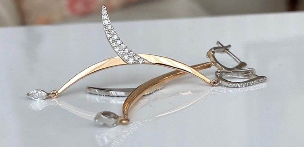 Boucles d'oreilles en or rose 18K et diamants 58 Facettes earrings