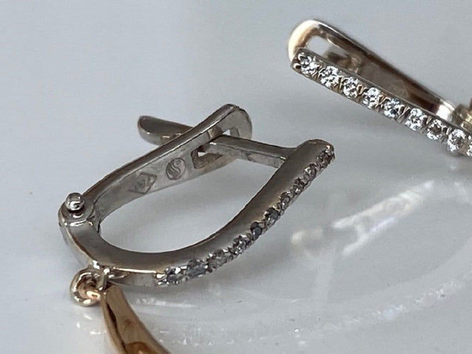 Boucles d'oreilles en or rose 18K et diamants 58 Facettes earrings