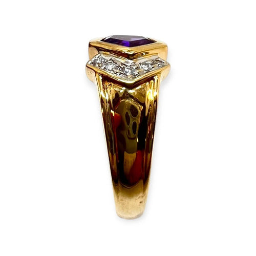 54 Bague en or jaune 18K, type améthyste, citrine, péridot et diamants 58 Facettes 330099407