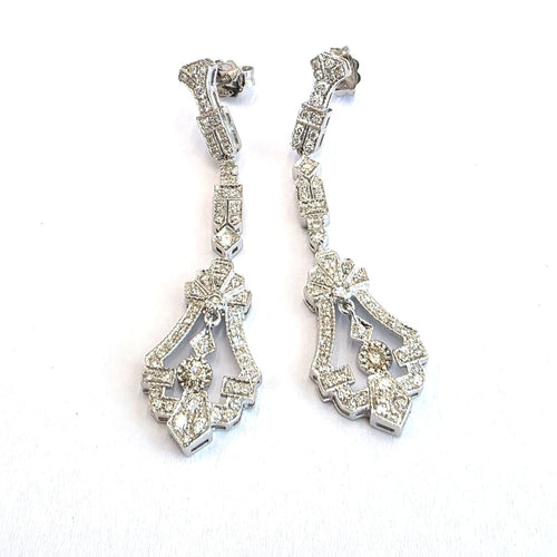 Art déco - Boucles d'oreilles en or blanc 18 kt et diamants 58 Facettes 494/26 G