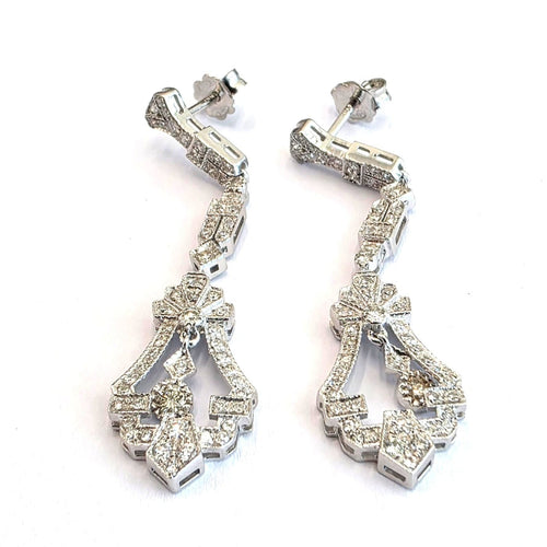 Art déco - Boucles d'oreilles en or blanc 18 kt et diamants 58 Facettes 494/26 G