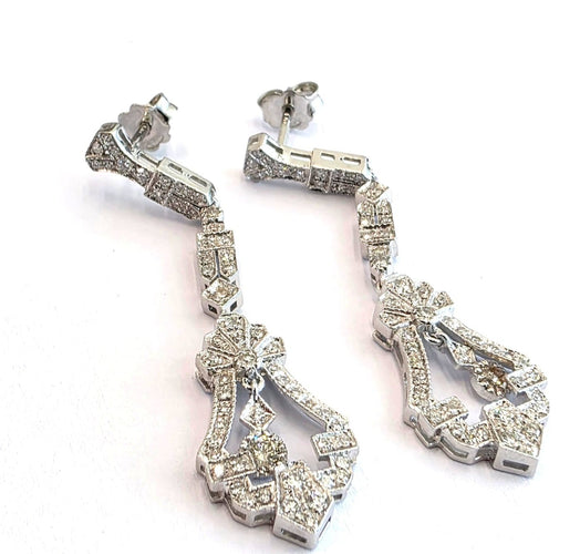 Art déco - Boucles d'oreilles en or blanc 18 kt et diamants 58 Facettes 494/26 G