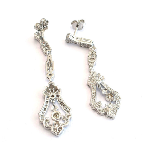 Art déco - Boucles d'oreilles en or blanc 18 kt et diamants 58 Facettes 494/26 G
