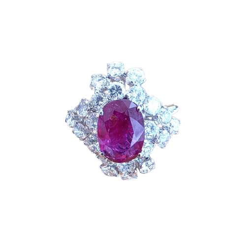 Bague 52 Bague en or blanc 18 ct, rubis et diamants 58 Facettes 274/26 E 159/26