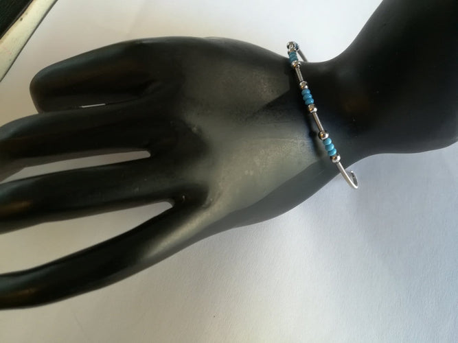 Bracelet en or blanc et turquoises 58 Facettes 01089