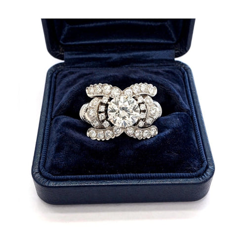 58 Bague en or blanc 18 ct avec diamant old mine et diamants 58 Facettes 518/26 B
