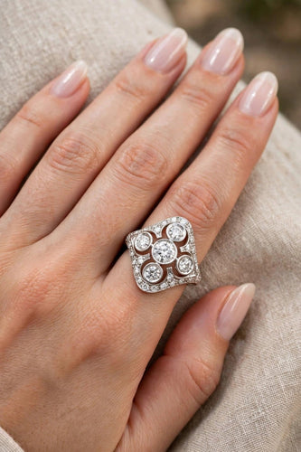 Bague 54 Bague en or blanc 18 kt avec diamants 58 Facettes 296/26 C
