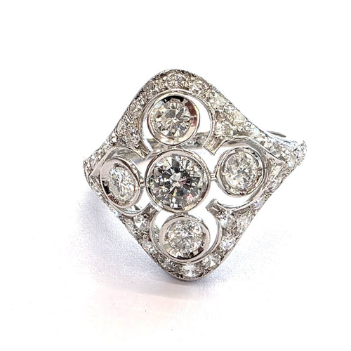 Bague 54 Bague en or blanc 18 kt avec diamants 58 Facettes 296/26 C