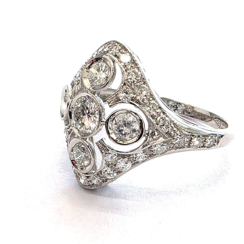 Bague 54 Bague en or blanc 18 kt avec diamants 58 Facettes 296/26 C