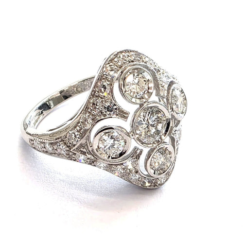 Bague 54 Bague en or blanc 18 kt avec diamants 58 Facettes 296/26 C