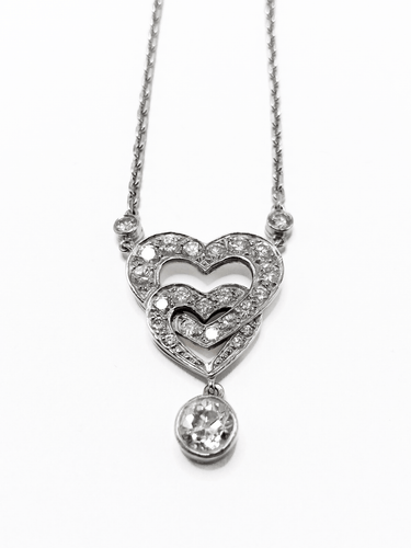 Collier Cœurs - Collier en or blanc et diamants 58 Facettes BO/210216