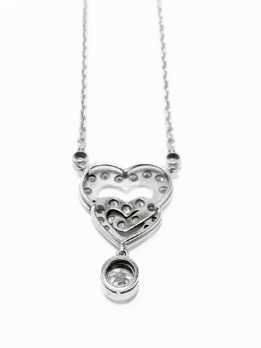 Collier Cœurs - Collier en or blanc et diamants 58 Facettes BO/210216