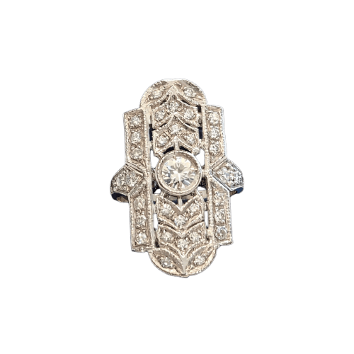 Bague 48 Bague en platine avec diamants 58 Facettes 417/26 F
