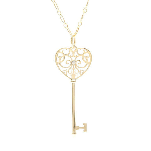 Tiffany & Co. Enchant - Pendentif clé cœur en or rose et diamant 58 Facettes hz7be8pvk9