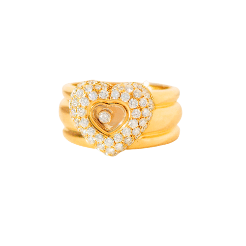 58 Chopard Happy Diamonds - Bague en or jaune 18 carats et diamants 58 Facettes 3288
