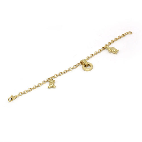 Bracelet trois charms en or jaune 58 Facettes 260207R
