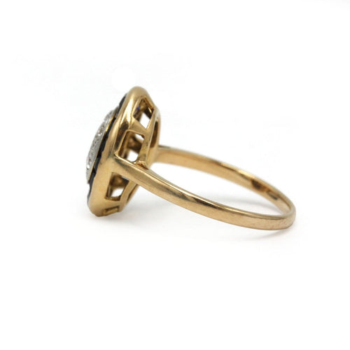 51.5 Art Déco - Bague en or jaune, platine, diamants et saphirs 58 Facettes 26208R