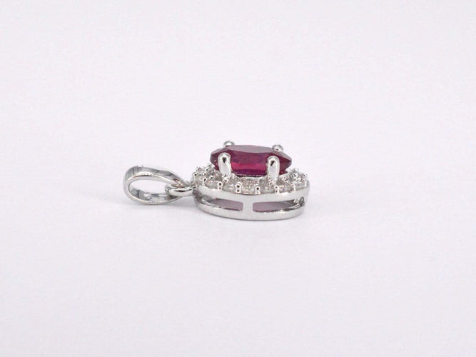 Pendentif halo en or blanc avec diamants et rubis 58 Facettes 2017