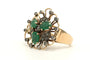 54 Art Nouveau - Bague en or jaune 18 carats, émeraude et diamants 58 Facettes 23049