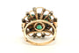 54 Art Nouveau - Bague en or jaune 18 carats, émeraude et diamants 58 Facettes 23049
