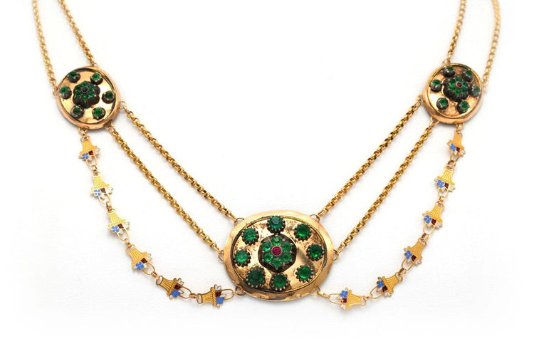 Collier Collier Napoléon III en or jaune 18 carats, émail et strass 58 Facettes 23061