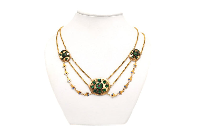 Collier Collier Napoléon III en or jaune 18 carats, émail et strass 58 Facettes 23061