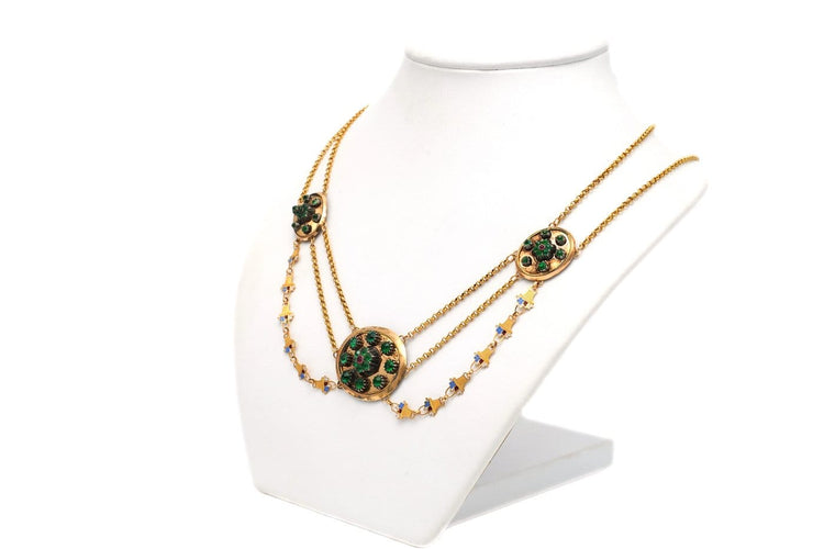 Collier Collier Napoléon III en or jaune 18 carats, émail et strass 58 Facettes 23061
