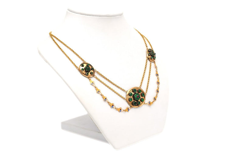 Collier Collier Napoléon III en or jaune 18 carats, émail et strass 58 Facettes 23061