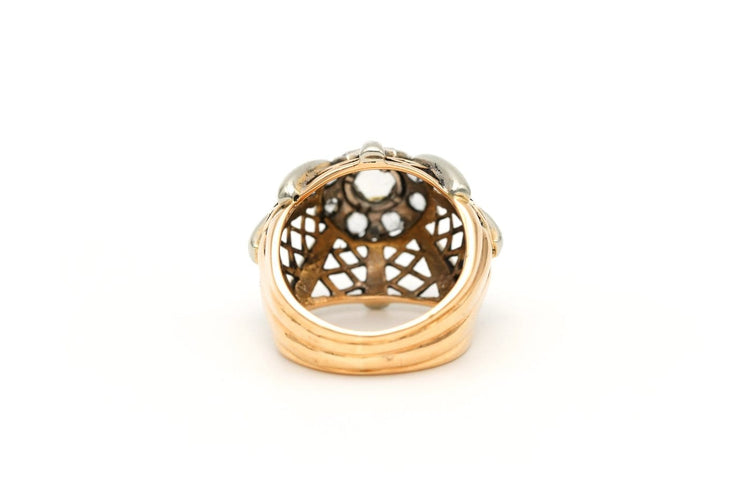 52 Art Déco - Bague en or jaune et blanc 18 carats et diamants 58 Facettes 17664