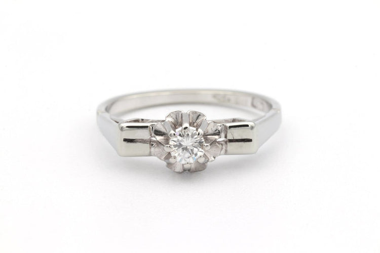 Bague 51 Bague Art déco en or blanc et diamant 58 Facettes 22911