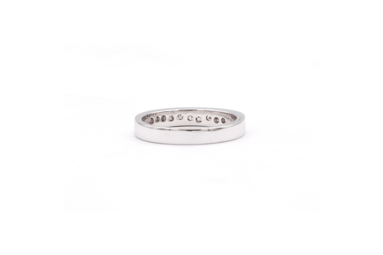 Bague 54 Alliance demi-américaine en or blanc 18 carats et diamants princesse 58 Facettes 19364