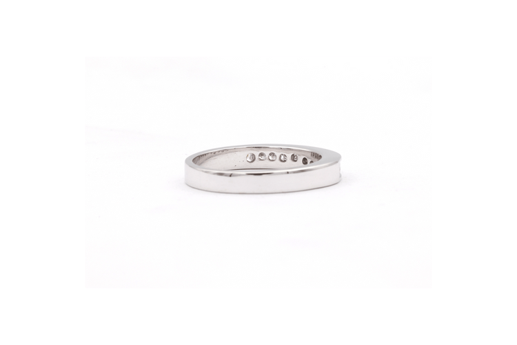 Bague 54 Alliance demi-américaine en or blanc 18 carats et diamants princesse 58 Facettes 19364