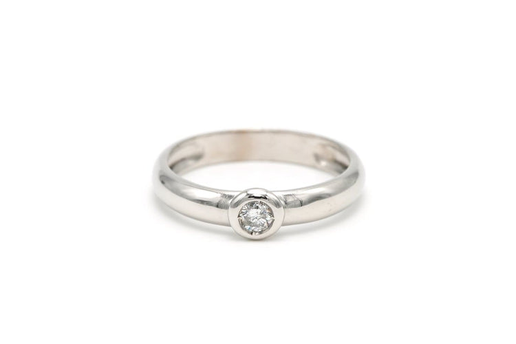 Bague 53 Solitaire contemporain - Bague en or blanc 18 carats avec diamant de 0,13 ct 58 Facettes 19664