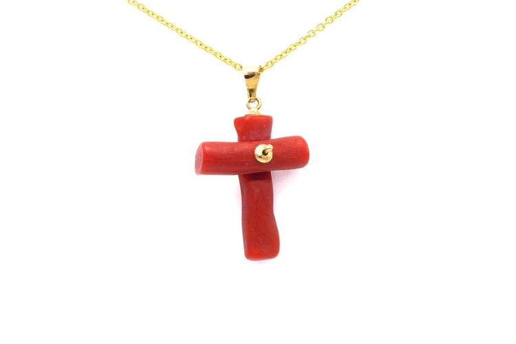 Pendentif Pendentif contemporain en or jaune 18 carats avec corail 58 Facettes 19259