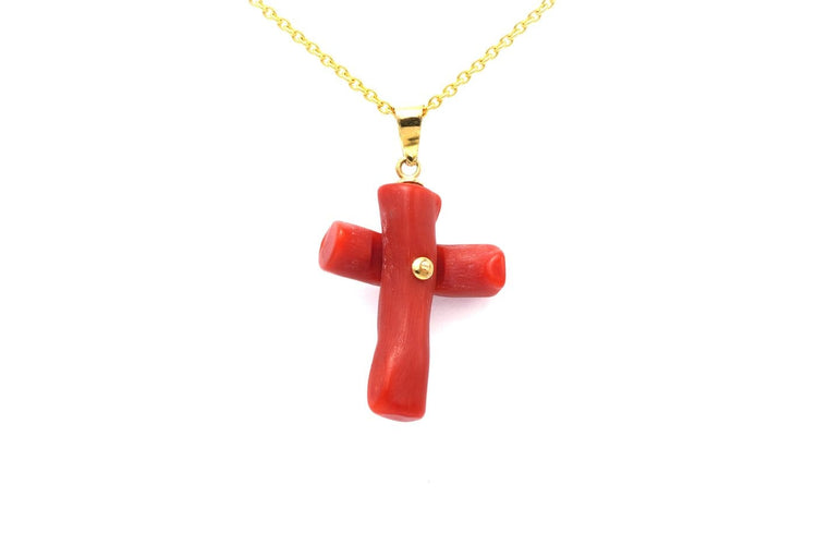Pendentif Pendentif contemporain en or jaune 18 carats avec corail 58 Facettes 19259