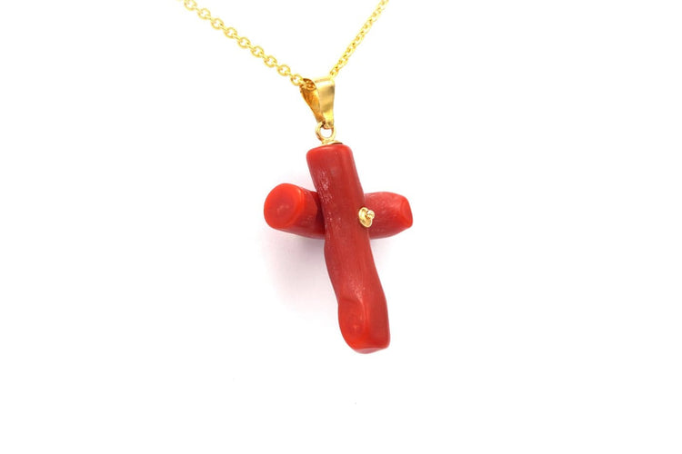 Pendentif Pendentif contemporain en or jaune 18 carats avec corail 58 Facettes 19259