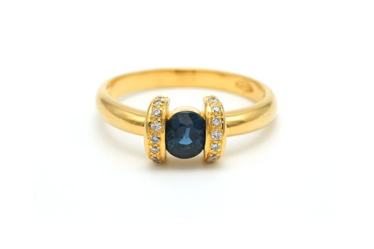 Bague 59 Années 70 - Bague en or jaune, saphir et diamants 58 Facettes 19774