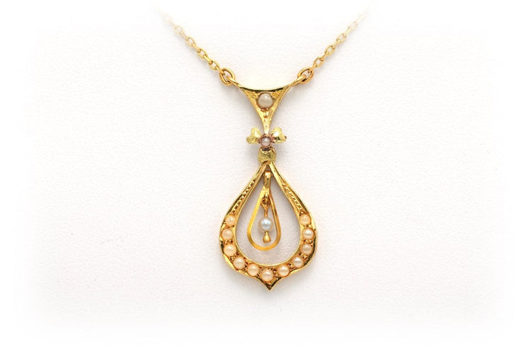 Collier Art Nouveau - Collier en or jaune 18 carats et perles 58 Facettes B291