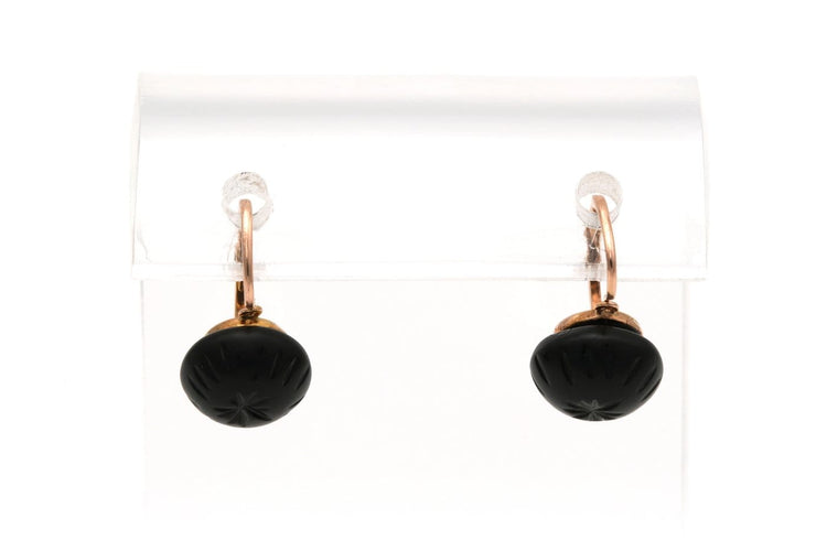 Boucles d'oreilles Napoléon III - Boucles d'oreilles en or rose 18 carats et jais 58 Facettes B307