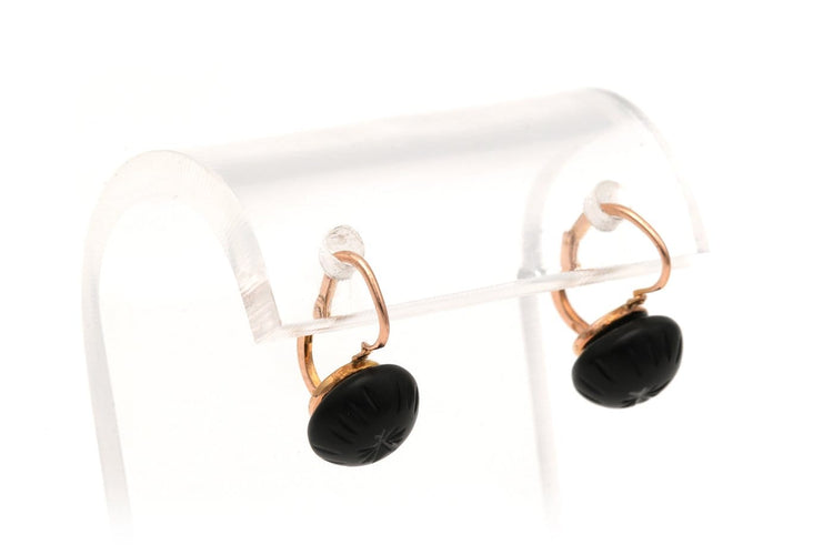 Boucles d'oreilles Napoléon III - Boucles d'oreilles en or rose 18 carats et jais 58 Facettes B307