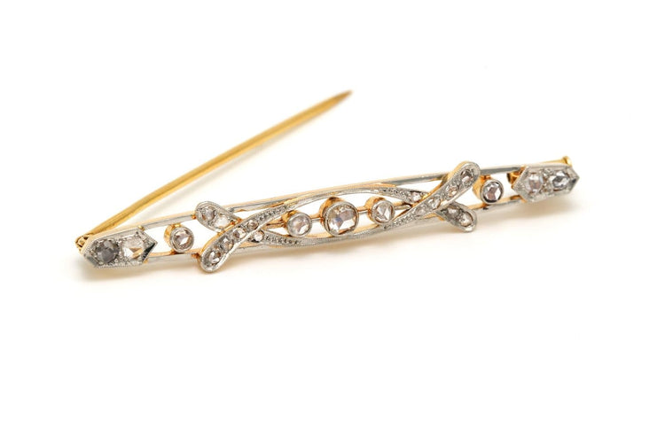 Broche Broche Art déco en or blanc et jaune 18 carats sertie de diamants 58 Facettes 20675