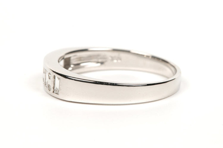 Bague 56 Alliance demi-américaine en or blanc et diamants 58 Facettes 19361