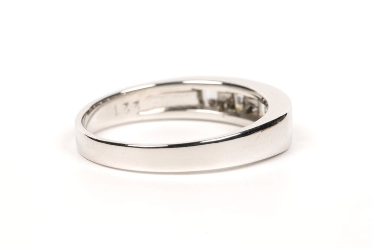 Bague 56 Alliance demi-américaine en or blanc et diamants 58 Facettes 19361